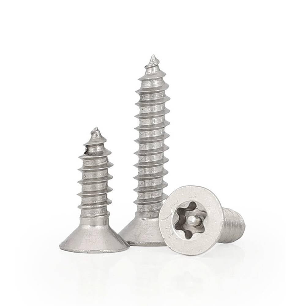 200pcs M2.6×6mm 304 Stainless Steel with Column countersunk Flat Head Torx Socket Anti-Theft Self-Tapping Screws