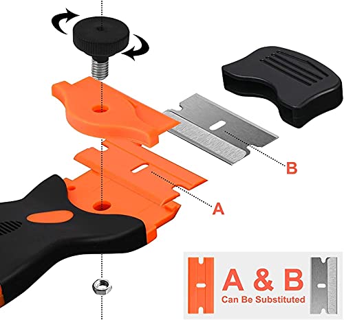 Foto von Flintronic Schaber, Keramikschaber mit 20 Edelstahl & Kunststoffklingen, Schaber Küchenschaber Set, Gadom Kochfeld Kratzer, Herd Glasschaber, Herdschaber für Kochfeld, Backofen, Glaskeramik