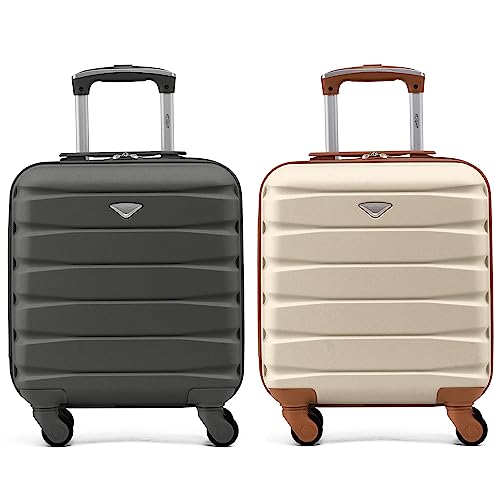 Flight Knight Suitcase Set of 2 Lightweight 4 Wheel ABS Hard Case Carry On Hand Luggage Approved for Over 35 Airlines Including easyJet, Maximum Size for KLM & Air France 55x35x25cm