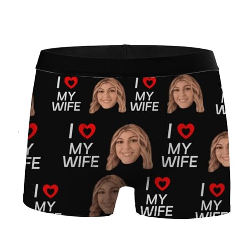 Custom Funny Boxers with Face for Men, Personalized Boxers for Men with Red Lips Birthday Gifts for Boyfriend L