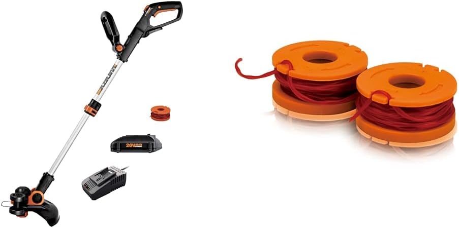 WORX 20V GT 3.0 (1) Battery & Charger Grass Trimmer Edger Bundle with WA0004 (2) Replacement Trimmer Line Spools for Select Cordless String Trimmers