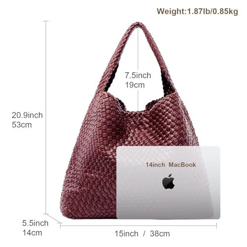 Image of MELOLILA Large Woven Tote Bag for Women Weave Purse Woven Leather Handbag