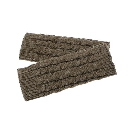 WOFASHPURET 20cm Unisex Knitted Gloves Warm Arm Sleeves with Thumb Hole Long Fingerless Lace Gloves for Men Women