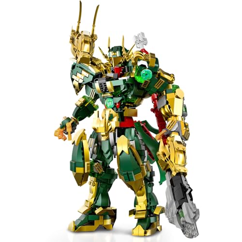 HIGH GODO Mech Robot Building Set, MOC China Guan Yu General Chinoiserie Mech Action Figures Model Weapons, Hero Warrior Collectible Display Toys Gifts for Teens Adults 14+ (1408PCS)