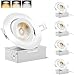 (4 Pack)4 inch led Slim Gimbal Eyeball Downlight-Directional Adjustable, 9W Dimmable LED Retrofit Recessed Lighting Fixture with Junction Box,800lm,3000K,4000K,5000K Color Selectable,120V, ETL ES