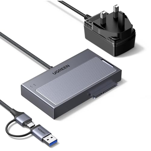 Image of UGREEN 2-in-1 M.2 NVMe & SATA Hard Drive Adapter for Data Backup, 10Gbps, Magnetic Tool-Free Cover, USB-C & USB-A for 2230/2242/2260/2280 NVMe SSD and 2.5"/3.5" SATA SSD HDD, for Windows, macOS, PS5