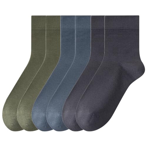 6 Pairs Silk Crew Socks for Mens, Soft Autumn Winter Socks Casual Mens Trouser Socks Size 7-11