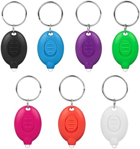 7 Pcs LED Keychain Flashlight Mini Keychain Light Ultra Bright Tiny Flashlight Small Portable Light Battery Powered with Key Ring for Outdoor Activities And Emergency Lightning, 7 Colors of Shells