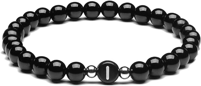 Luximal Natural Stones 6mm Black Onyx and White Howlite Handmade Letter Beads Bracelets for Women Men Initial Bracelets Gifts for Girls (Couples Bracelets,Friendship bracelets) (I) (B0CL516TFF) Amazon Price History, Amazon Price Tracker