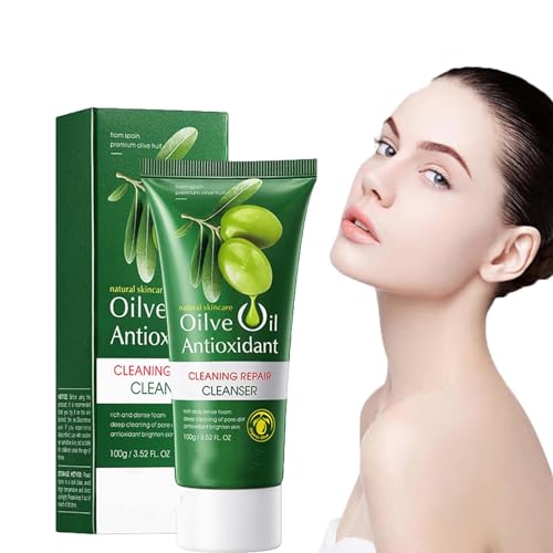 Naturel Crème Nettoyante Hydratante Visage,Nettoyant pour le Visage,Extrait D'huile D'olive,Nettoie,Clarifie,Affine le Grain de Peau & Ravive le Teint,Cadeau de la Fête des Mères (1PCS)