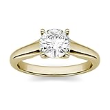 Charles & Colvard Forever One anillo de compromiso - Oro amarillo 14K - Moissanita de 6.5 mm de talla redonda, 1 ct. DEW, talla 14,5