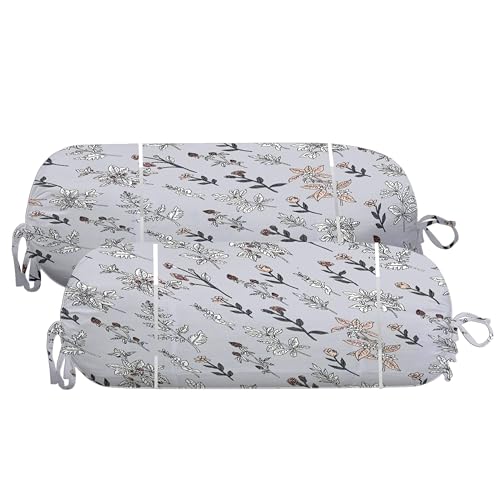 Image of Trance Home Linen 100% Cotton 16x32 inch 200TC Pipe-in Bolster Cover | Bolster Pillow Cover to fit 24 inch Length 9 inch Dia | Pack of 2 Bolster Cover only (16x32 inch, Slate Blue Carnations)