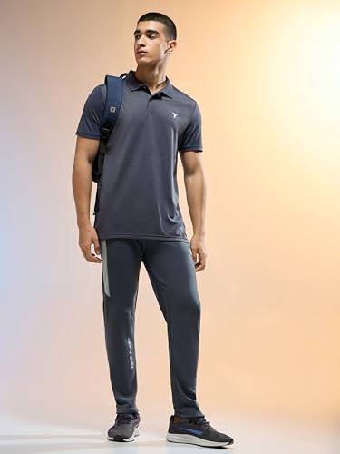 Image of TECHNOSPORT Men's Slim Fit Mid Rise Solid Trackpant with Techno Dry for Gym, Workout & Sports