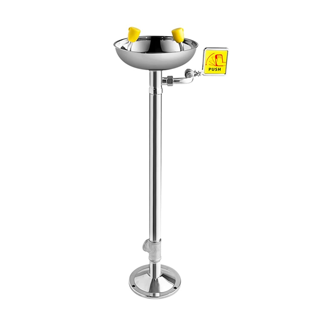 Lave-yeux vertical à double commande en acier inoxydable durable avec clapet