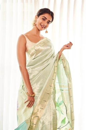 Image of Jaanvi fashion Women's Paithani Silk With Zari Jacquard Work Saree With Blouse Piece (aarna-parrot-green)