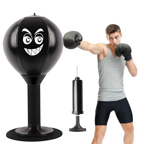 Saco de Boxeo de Escritorio, Bolsa de Boxeo con Ventosa Súper Fuerte, Punching Ball, Antiestrés con Ventosa para Mesa de Oficina y Mostradores, Regalo para Amigos o Compañeros de Trabajo