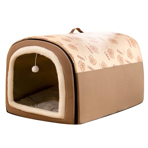 Letto per cani grande grotta per animali domestici, 2 in 1, cuccia per cani, gatti, igloo, accogliente sacco a pelo per cani, caldo, invernale, con cuscino staccabile, pieghevole e lavabile (M: 50 x