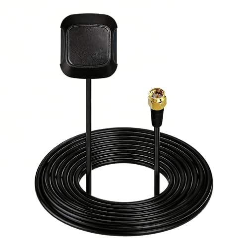 HQXHQ Active GPS Antenna for Car Stereo Head Unit & Navigation Systems, Waterproof with SMA Male Connector for Truck, Boat, Marine GPS