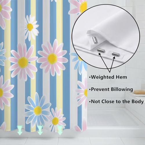 Rideaux de douche fleur tissu polyester imperméable 150x170cm lavable en machine