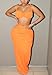 Women's Two Piece Skirt Sets Summer Beach Sexy Ruched Backless Cami Top and Cut Out Skirt Night Out Dress Orange