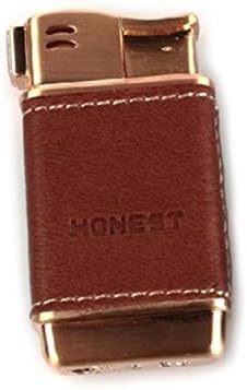 Honest Luxury PU Leather Wrapped Lighter Butane Gas Refillable Cigar Cigarette Lighter - Brown 1 Pcs