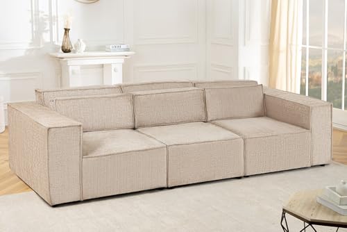 Riess Ambiente Design 3-Sitzer Sofa Bossa NOVA - 260cm - Greige Chenille XXL-Couch Sofa Wohnzimmercouch – Bild 3