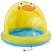 HJCC Piscina All'aperto Gonfiabile, Piscina per Bambini con Ombrellone, Piscina per Bambini con Ombrellone in PVC, Vasca con Pavimento in Schiuma, Aperture di Gonfiaggio Indipendenti