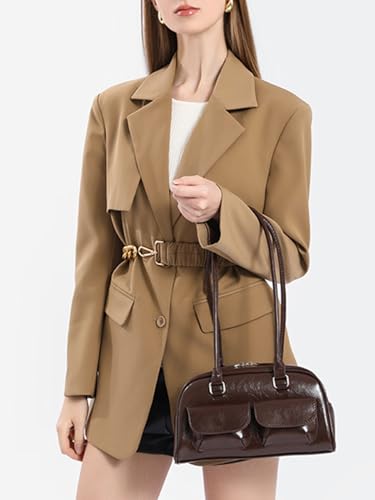 Women's Y2K Retro College PU Leather Clutch Shoulder Strap Handbags with Pockets4