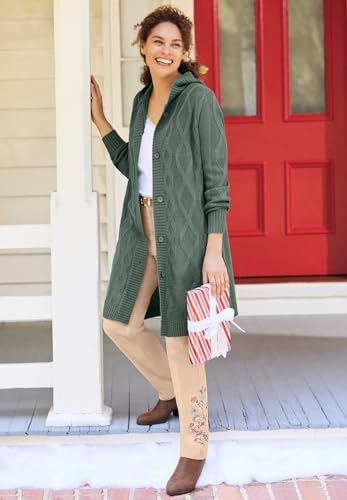 Woman Within Plus Size Cable Cardigan Hoodie4