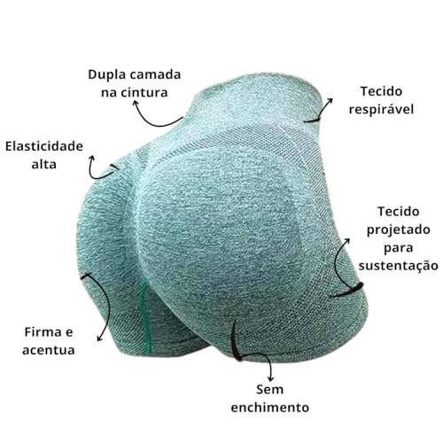 Shorts Modelador de Bumbum Fitness em Poliéster, Toque Macio e Fresco, Tecnologia Avançada, Empina B