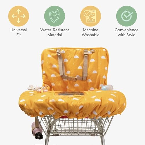 Del & Fin DF-100 Shopping Cart Cover For Baby Girl & Boy | Water Resistant High Chair Cover W/Phone Pouch & Pocket | Gender Neutral Cart Cover For Babies | Padded Grocery Cart Cover thumb #5