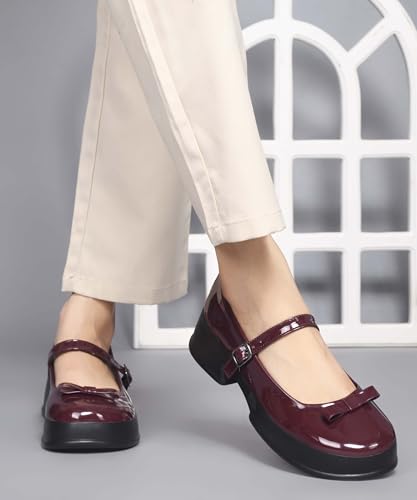 Image of JM LOOKS Elegant Single Strap Platform Mary Janes for Women Showcasing A Chic Bow Detail and Durable Block Heels