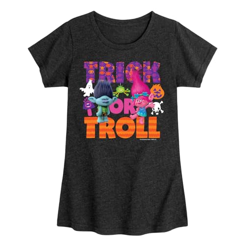 HYBRID APPAREL Trolls - Trick Or Troll Branch and Poppy - Toddler & Youth Girls Short Sleeve Graphic T-Shirt