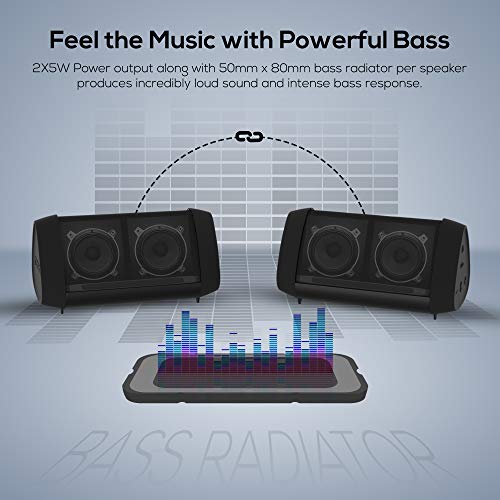 Image of TAGG Sonic Angle 1 10W Portable Bluetooth Speakers Wireless with Dedicated Bass Radiator || Dual Stereo, Water Resistant, 10 hrs Continuous Battery Life