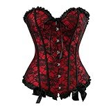 wlffw corsetto steampunk corpetto pizzo donna(eu(32-34) s, rosso)