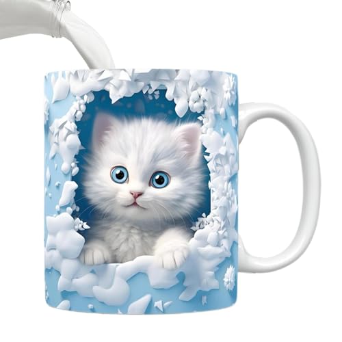 jopiuieo Tasse D'animal Mignon, Tasse À Café Mug Mignon Chat, Motif Chaton En Forme De Trou Mural, Tasse À Café En Céramique De Mur Pour Amies Ou À...