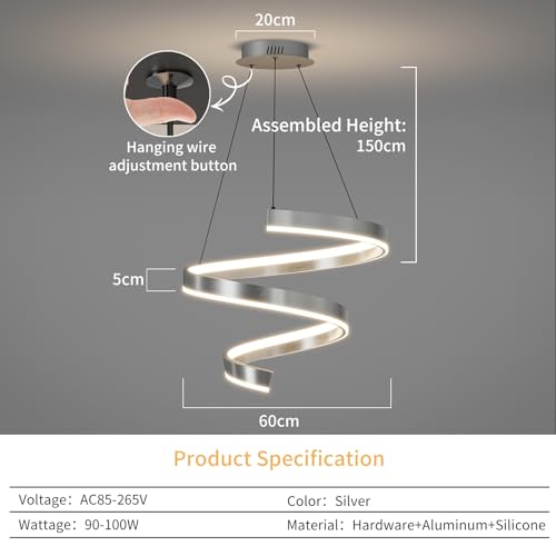 Lustre plafonnier LED 3 anneaux YangRy design chic et intensité variable pour salon