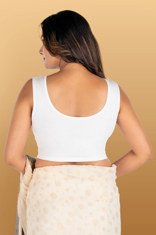 Image of Abhi Readymade Saree Blouse for Women- Sleeveless, Round Neck, Regular-fit, Stretchable, Pull-on Style Blouse