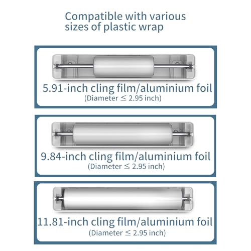 Nanafu Household cling & Aluminum Foil & Plastic foil wrap dispenser | with Cutter | Strong Magnet Fridge & Wall Mount | for Kitchen Storage Organization Holder 6-12" Rolls — view 4