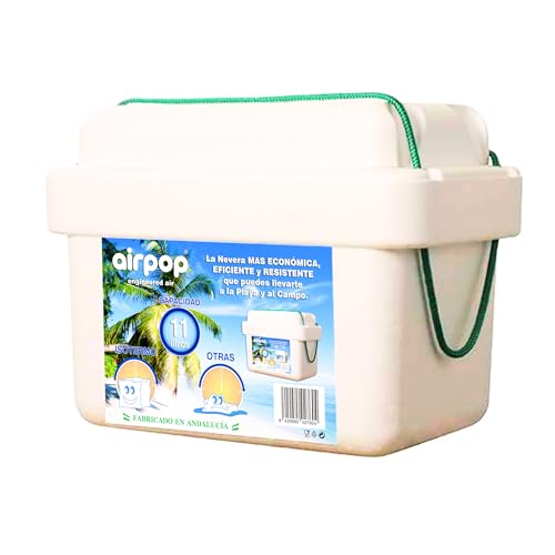IPACK - Nevera Portátil de Corcho Blanco Mini - 11 L. Caja Isotérmica de Poliestireno para Alimentos y Bebidas. Eficiente, Resistente y Ligera - con Asas
