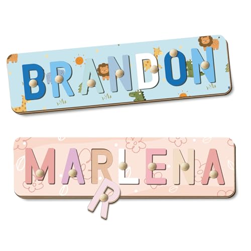 Puzzle Personalizado Bebe, Rompecabezas con Nombre De Madera Personalizado (1 A 3 Años), Regalos para Niños De 1 Año