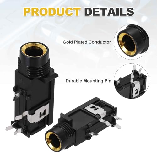 MECCANIXITY 20 piezas conector de audio estéreo 1/4" miniatura 3