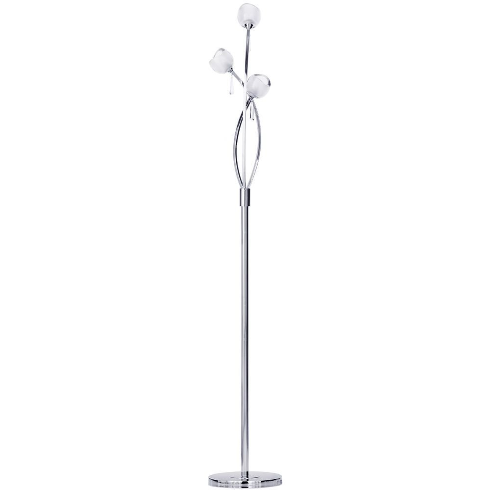 LITECRAFT Marta Floor Lamp 3 Arm with Frosted Glass Shades - Polished Chrome