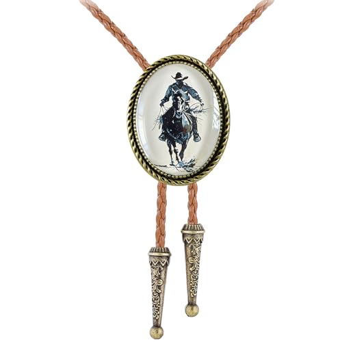 Image of Jeilwiy Bolo Tie for Men Western Cowboy Gothic Bolo Tie Necklace Halloween | Glow in Dark Bolo Tie for Men Women, 3D Halloween Bolo Tie, Gothic Western Ties, String Ties for Men Rodeo Leather Necktie