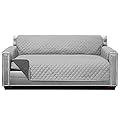 Sofa Shield Original Patent Pending Reversible Small Sofa Protector, Many Colors, Seat Width to 62 Inch, Furniture Slipcover, 2 Inch Strap, Couch Slip Cover Throw for Pets, Cats, Light Gray Charcoal
