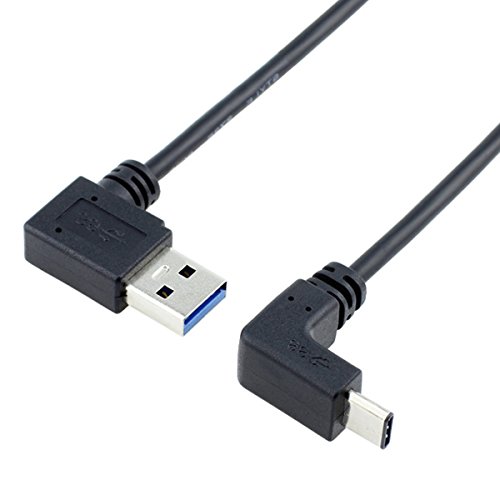 Cablecc USB 3.1 USB-C Up & Down Angled to 90 Degree Left Angled A Male Data Cable for Macbook & Tablet & Phone