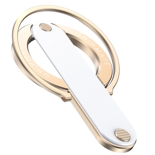 GripMate 2nd Gen for Magsafe Phone Grip for iPhone - Strong Dual-Sided Magnetic Phone Ring Holder - Detachable Comfortable Finger Loop Stand for iPhone 17 Pro Max 16 15/14/13/12 Series (Gold)