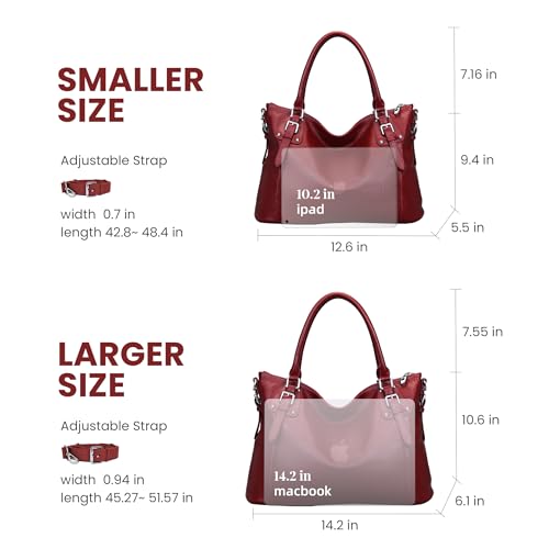 Image of HESHE Leather Purses and Handbag for Women Shoulder Bag Tote Top Handle Bag | Genuine Designer Large Capcity Hobo Crossbody Satchel Travel Work Ladies Zippered Ladies Daily Bag Adjustable Long Strap