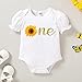HAPPYMA Baby Girls One 1st Birthday Outfit Sunflower Romper Tulle Tutu Skirt Sequin Bow Party Clothes Set White Yellow 18-24 Months