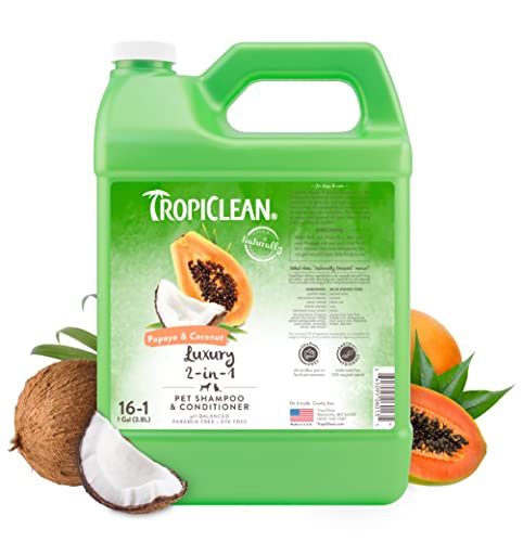 TropiClean 2-in-1 Dog Shampoo and Conditioner, Professional Dog S...
